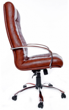 Офисное кресло руководителя Атлант Хром кожа коричневая