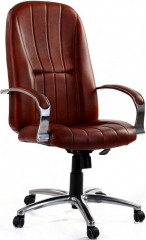 Офисное кресло руководителя Вега Ультра Хром кожа коричневая