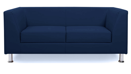 Диван офисный двухместный Cube кожзам синий