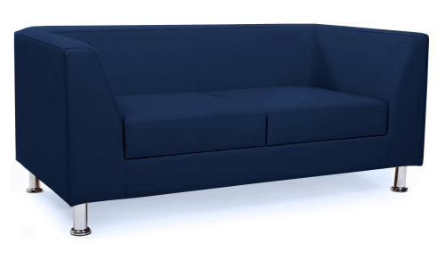 Диван офисный двухместный Cube кожзам синий