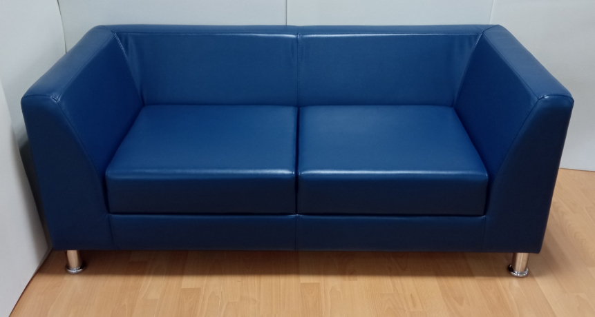 Диван офисный двухместный Cube кожзам синий