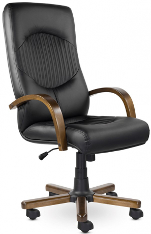 Кресло руководителя UTFC Гермес В дерево экокожа черная