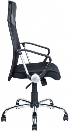 Компьютерное кресло Комфорт Люкс Арфа Хром ткань-сетка черная
