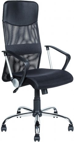Компьютерное кресло Комфорт Люкс Арфа Хром ткань-сетка черная