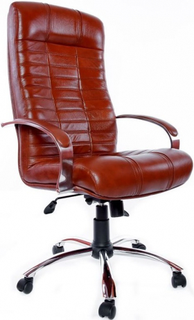 Офисное кресло руководителя Атлант Хром экокожа коричневая
