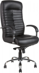 Офисное кресло руководителя Орион Хром экокожа черная