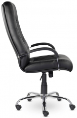 Кресло руководителя UTFC Гермес В хром экокожа черная