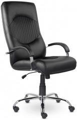 Кресло руководителя UTFC Гермес В хром экокожа черная