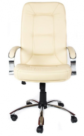 Офисное кресло руководителя Пилот Хром кожа бежевая