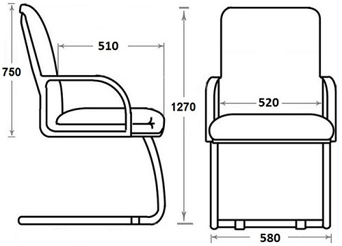 Офисное конференц-кресло Атлант Стандарт кожа черная
