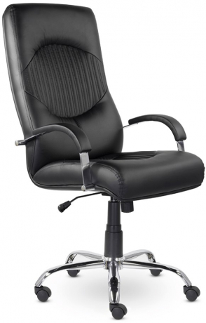Кресло руководителя UTFC Гермес В хром кожа черная