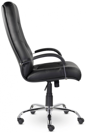 Кресло руководителя UTFC Гермес В хром кожа черная