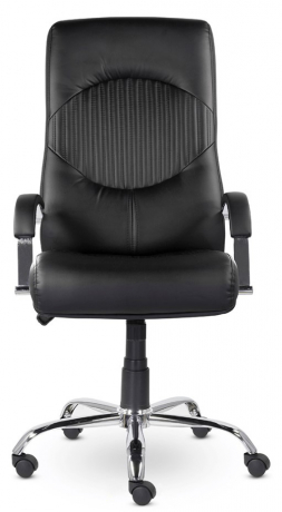 Кресло руководителя UTFC Гермес В хром кожа черная