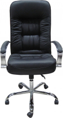 Офисное кресло руководителя Болеро Хром экокожа черная