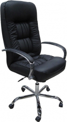 Офисное кресло руководителя Болеро Хром экокожа черная