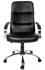 Офисное кресло руководителя Зенит Хром экокожа черная