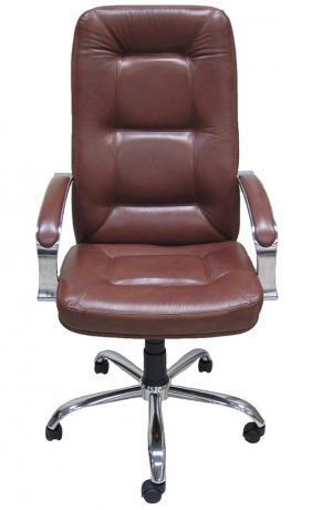 Офисное кресло руководителя Пилот Хром экокожа коричневая
