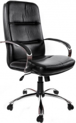Офисное кресло руководителя Зенит Хром кожа черная