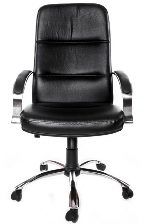 Офисное кресло руководителя Зенит Хром кожа черная