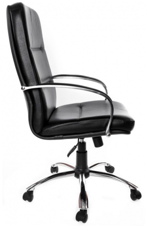 Офисное кресло руководителя Зенит Хром кожа черная