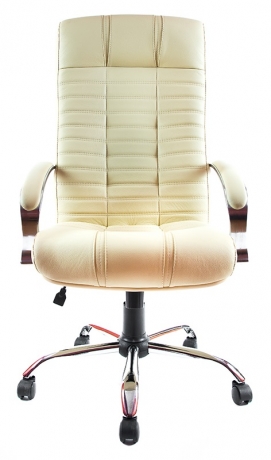 Офисное кресло руководителя Атлант Хром кожа бежевая