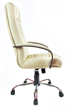 Офисное кресло руководителя Атлант Хром кожа бежевая