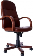 Офисное кресло руководителя Зенит Ультра Экстра экокожа коричневая