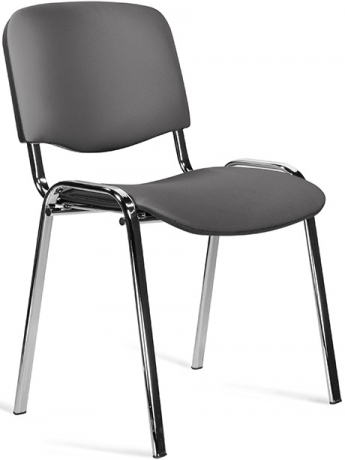 Стул офисный ИЗО хром экокожа серая с перфорацией