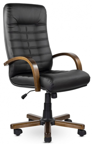 Кресло руководителя UTFC Орион В дерево экокожа черная