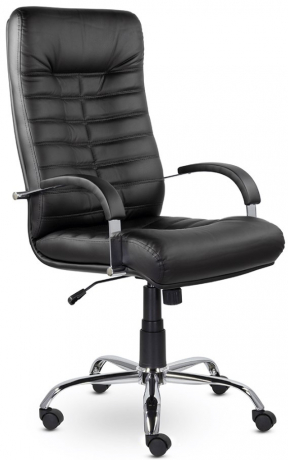 Кресло руководителя UTFC Орион В хром кожа черная