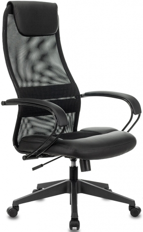 Кресло руководителя Бюрократ CH-608 черный экокожа/сетка