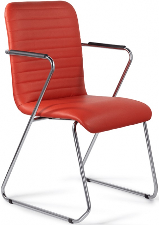 Стул офисный Task Chrome экокожа красная