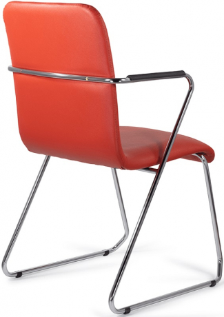 Стул офисный Task Chrome экокожа красная