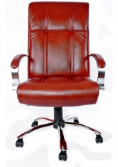 Офисное кресло руководителя Бостон Хром M экокожа коричневая