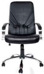 Офисное кресло руководителя Менеджер Хром кожзам черный