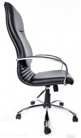 Офисное кресло руководителя Нова Хром кожа черная