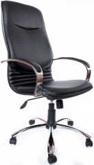 Офисное кресло руководителя Нова Хром кожа черная