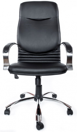 Офисное кресло руководителя Нова Хром кожа черная
