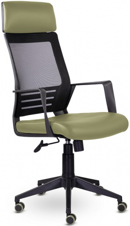 Ортопедическое компьютерное кресло Альт зеленый экокожа/сетка