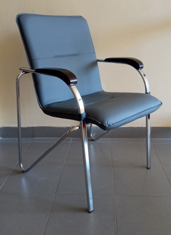 Стул офисный Самба Хром экокожа серый