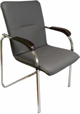 Стул офисный Самба Хром экокожа серый
