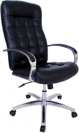 Офисное кресло руководителя Стиль Ультра Хром кожзам черный