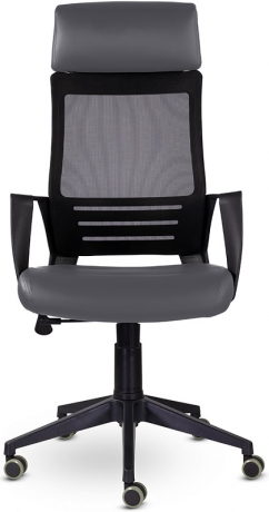 Ортопедическое компьютерное кресло Альт серый экокожа/сетка