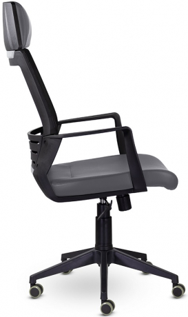 Ортопедическое компьютерное кресло Альт серый экокожа/сетка