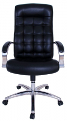 Офисное кресло руководителя Стиль Ультра Хром кожа черная