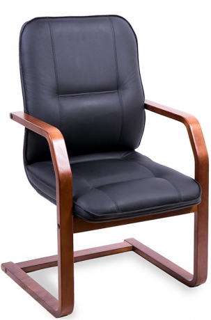 Офисное конференц-кресло с низкой спинкой Филадельфия Экстра кожа черная
