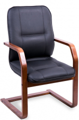 Офисное конференц-кресло с низкой спинкой Филадельфия Экстра кожа черная