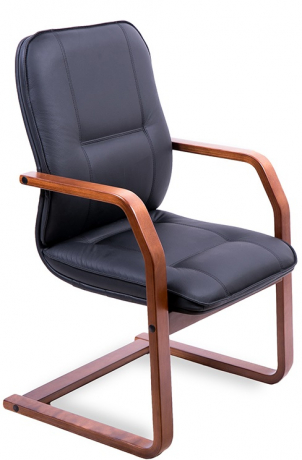 Офисное конференц-кресло с низкой спинкой Филадельфия Экстра кожа черная