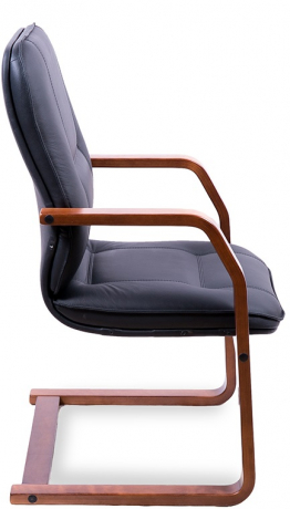 Офисное конференц-кресло с низкой спинкой Филадельфия Экстра кожа черная