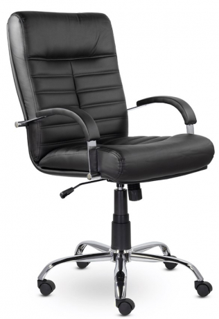 Офисное кресло UTFC Орион Н хром экокожа черная